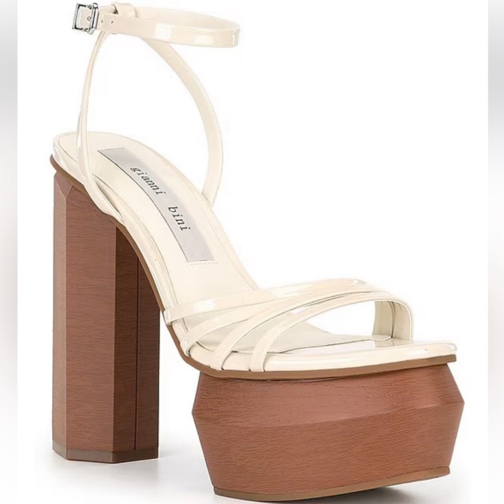 Gianni Bini Cream and Brown Platform Heels
